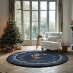 Red Blue 3d Santa Illusion Rug Festive Holiday Decor Piece 1