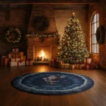 Red Blue 3d Santa Illusion Rug Festive Holiday Decor Piece 1
