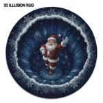 Red Blue 3d Santa Illusion Rug Festive Holiday Decor Piece 1