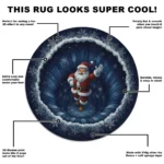 Red Blue 3d Santa Illusion Rug Festive Holiday Decor Piece 1