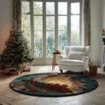 Red Blue 3d Train Illusion Rug Unique Home Decor Piece 1