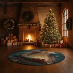 Red Blue 3d Train Illusion Rug Unique Home Decor Piece 1