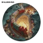 Red Blue 3d Train Illusion Rug Unique Home Decor Piece 1