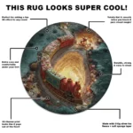 Red Blue 3d Train Illusion Rug Unique Home Decor Piece 1