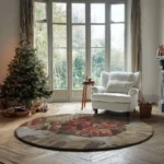 Red Brown 3d Illusion Holiday Rug Perfect Christmas Decor 1