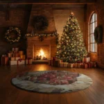 Red Brown 3d Illusion Holiday Rug Perfect Christmas Decor 1
