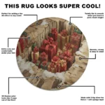 Red Brown 3d Illusion Holiday Rug Perfect Christmas Decor 1
