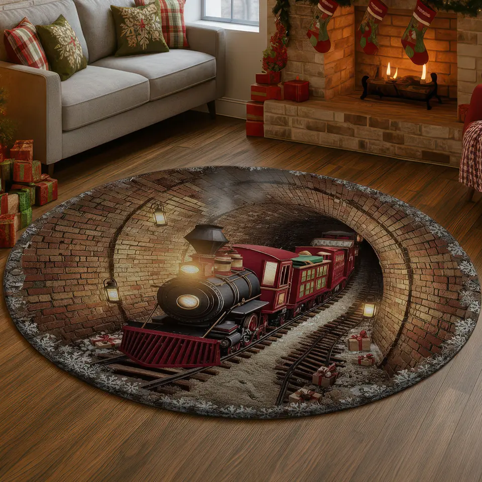 Red Brown 3d Train Illusion Rug Unique Tunnel Design Carpet 1 Red Brown 3d Train Illusion Rug Unique Tunnel Design Carpet 1