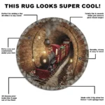 Red Brown 3d Train Illusion Rug Unique Tunnel Design Carpet 1