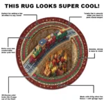 Red Brown 3d Train Illusion Rug With Gifts Decorative Holiday Mat 1