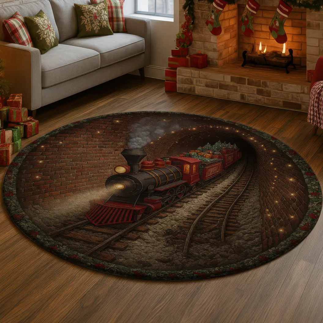 Red Brown 3d Train Tunnel Rug Unique Optical Illusion Decor 1 Red Brown 3d Train Tunnel Rug Unique Optical Illusion Decor 1