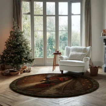 Red Brown 3d Train Tunnel Rug Unique Optical Illusion Decor 2