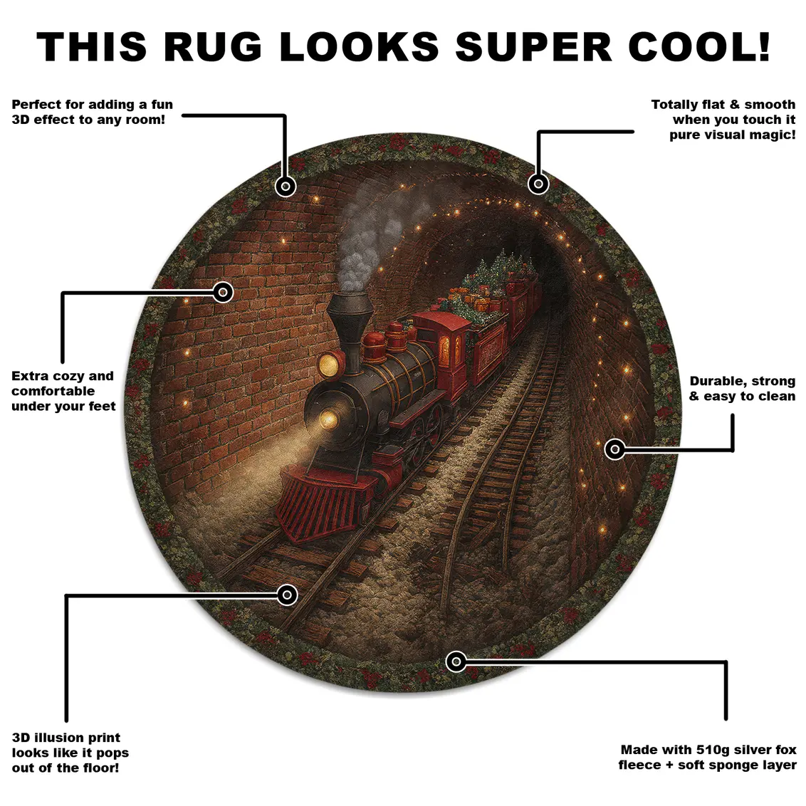 Red Brown 3d Train Tunnel Rug Unique Optical Illusion Decor 5 Red Brown 3d Train Tunnel Rug Unique Optical Illusion Decor 5