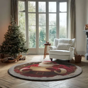Red Festive Santa 3d Illusion Rug Holiday Decor Magic 2