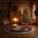 Red Festive Santa 3d Illusion Rug Holiday Decor Magic 1