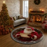 Red Festive Santa 3d Illusion Rug Holiday Decor Magic 1