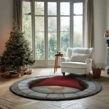Red Gray 3d Gnome Illusion Rug Unique Home Decor Accent 2
