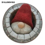 Red Gray 3d Gnome Illusion Rug Unique Home Decor Accent 1