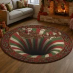 Red Green 3d Christmas Illusion Rug Festive Holiday Decor 1