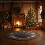 Red Green 3d Christmas Illusion Rug Festive Holiday Decor 1