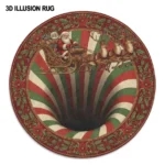 Red Green 3d Christmas Illusion Rug Festive Holiday Decor 1