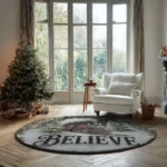 Red Green 3d Illusion Christmas Rug Festive Train Design 1