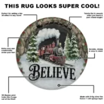 Red Green 3d Illusion Christmas Rug Festive Train Design 1