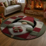 Red Green 3d Illusion Gnome Rug Cozy Holiday Home Decor 1
