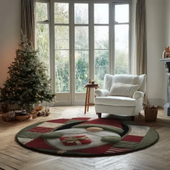 Red Green 3d Illusion Gnome Rug Cozy Holiday Home Decor 2