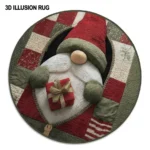 Red Green 3d Illusion Gnome Rug Cozy Holiday Home Decor 1