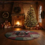Red Green 3d Illusion Rug Cozy Holiday Dachshund Design 1