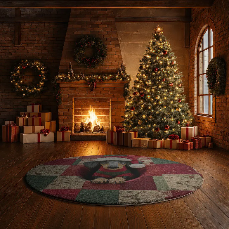 Red Green 3d Illusion Rug Cozy Holiday Dachshund Design 3 Red Green 3d Illusion Rug Cozy Holiday Dachshund Design 3