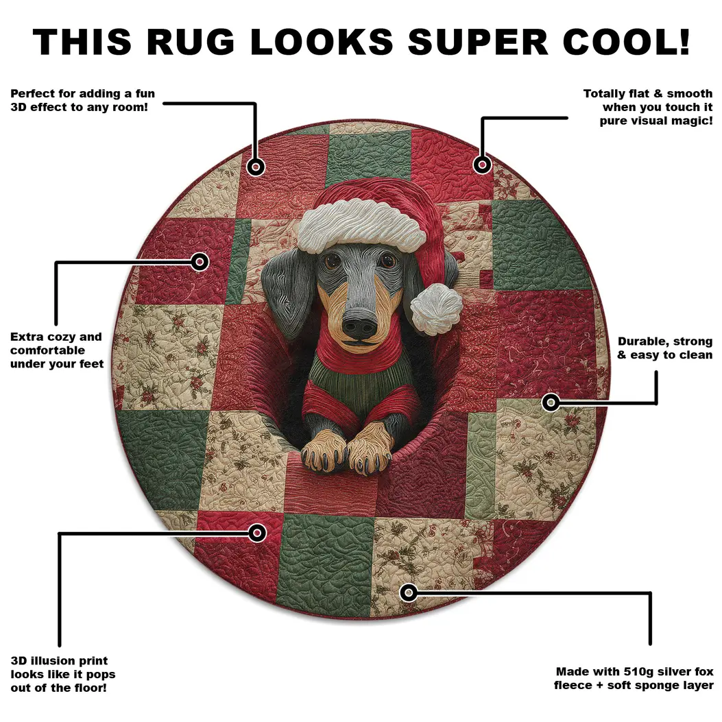 Red Green 3d Illusion Rug Cozy Holiday Dachshund Design 5 Red Green 3d Illusion Rug Cozy Holiday Dachshund Design 5