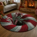 Red Green 3d Illusion Rug Festive Candy Cane Design 1
