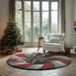 Red Green 3d Illusion Rug Festive Candy Cane Design 1
