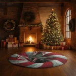 Red Green 3d Illusion Rug Festive Candy Cane Design 1