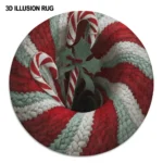 Red Green 3d Illusion Rug Festive Candy Cane Design 1