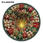 Red Green 3d Illusion Rug Mesmerizing Optical Effect For Home 1