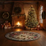 Red Green 3d Illusion Rug With Festive Puppies And Gnomes 1