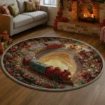 Red Green 3d Illusion Rug With Train Design Unique Home Decor 1