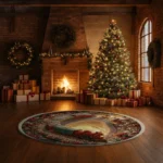 Red Green 3d Illusion Rug With Train Design Unique Home Decor 1
