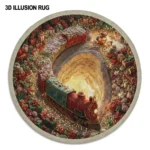 Red Green 3d Illusion Rug With Train Design Unique Home Decor 1