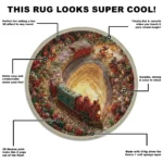 Red Green 3d Illusion Rug With Train Design Unique Home Decor 1