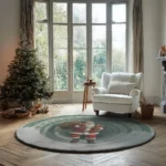 Red Green 3d Illusion Santa Rug Festive Holiday Decor Magic 1