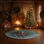 Red Green 3d Illusion Santa Rug Festive Holiday Decor Magic 1