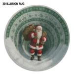Red Green 3d Illusion Santa Rug Festive Holiday Decor Magic 1