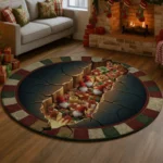 Red Green Enchanting 3d Rug With Festive Gnome Illusion Design 1