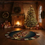 Red Green Enchanting 3d Rug With Festive Gnome Illusion Design 1