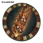 Red Green Enchanting 3d Rug With Festive Gnome Illusion Design 1