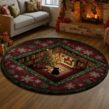 Red Green Enchanting Christmas 3d Rug With Festive Illusion Design 1
